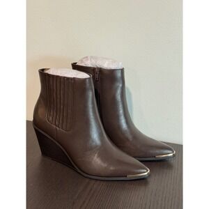 BCBGeneration Jacksin Wedge Bootie Womens Size 9 Mocha Brown Gold Hardware